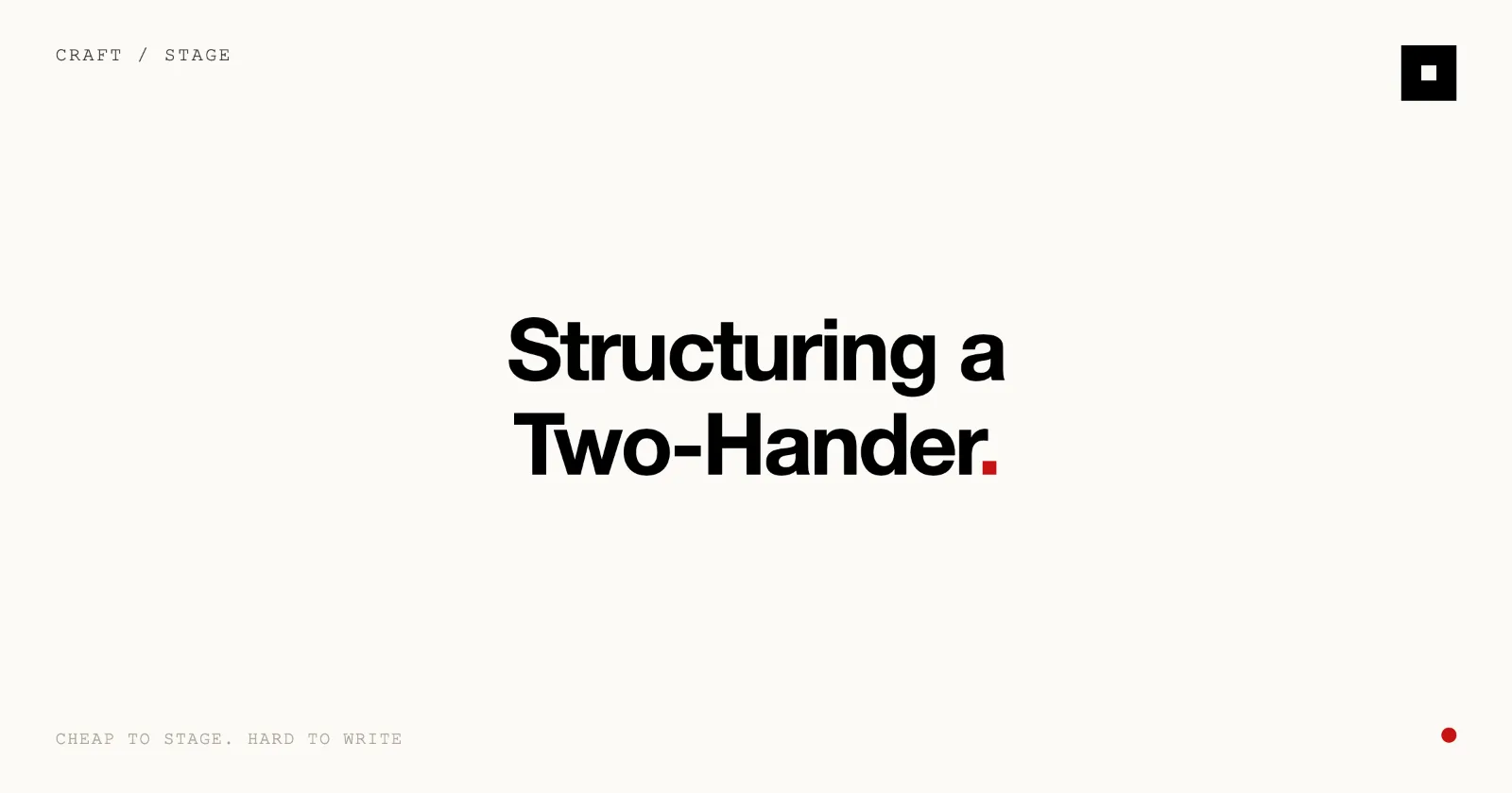 Cover image for “Structuring a Two-Hander: Plays Built Around Two Characters” on the Skrib blog